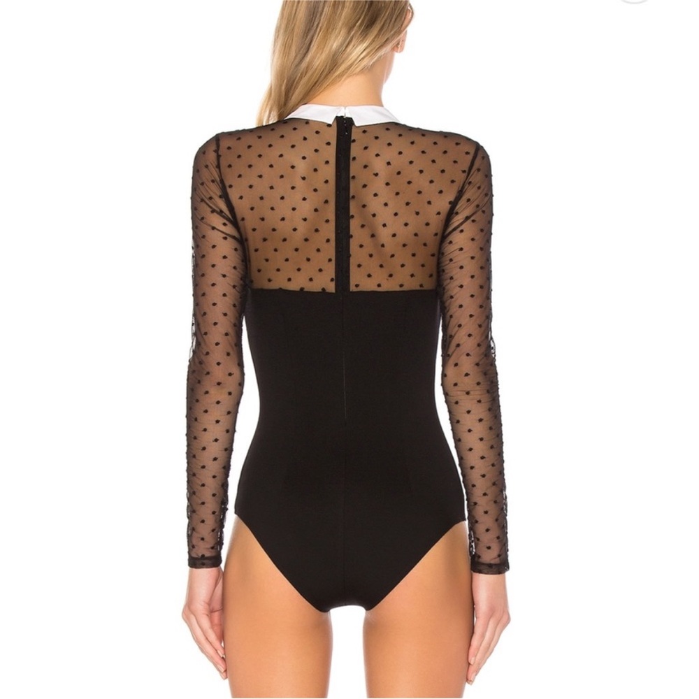 Fleur du Mal polka dot collared black bodysuit Sz Small - Picture 4 of 8